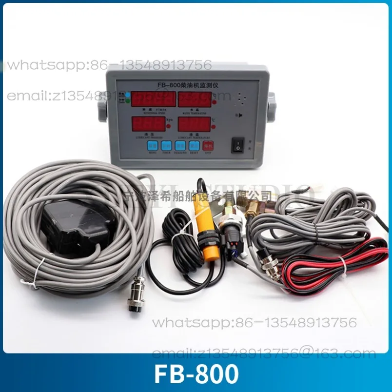 Marine oil engine detector FB-802 five-in-one alarm speed oil temperature water temperature oil pressure digital display monitor