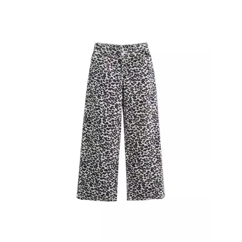 Animal Print Wide Leg Jeans For Women European And American Style Quick Selling Trendy Clothing ZR Stock Available For Wholesale