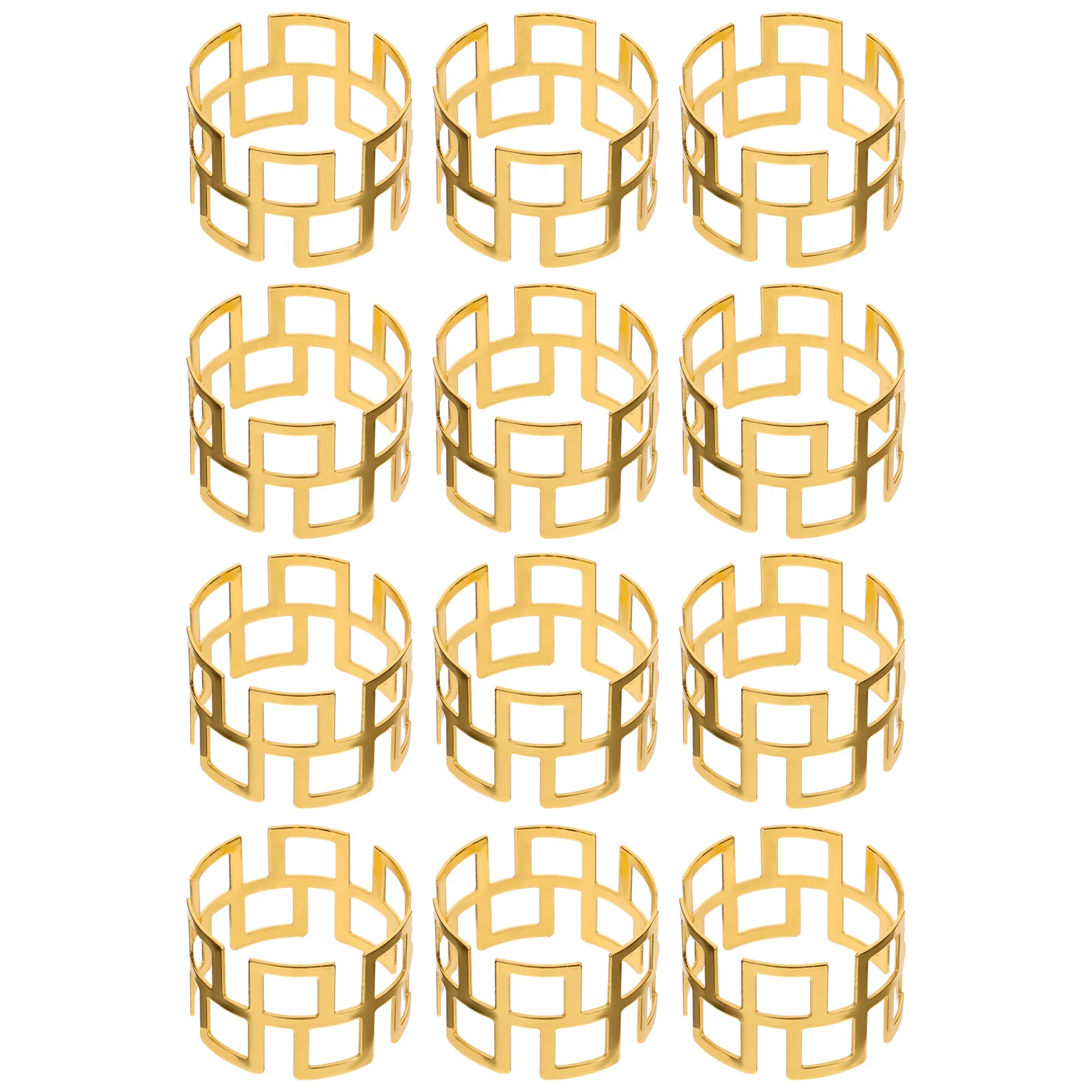 

12Pcs Napkin Rings Creative Hollow Metal Buckles Elegant Dinner Party Napkin Holders Decorative Sparkling Table Setting