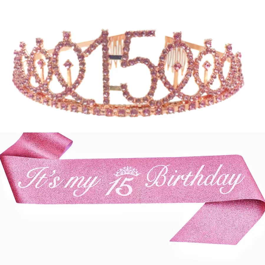 Geburtstags-Tiara-Krone-Schärpe für Frauen und Mädchen – „Es ist mein 4., 5., 6., 7., 8., 9., 10., 11., 12., 13., 15., 16. Geburtstag“ – Partydekoration – Detail 6