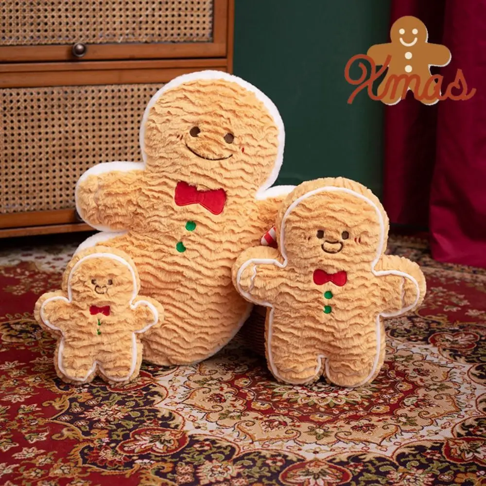 Cute Creative Shape Christmas Pillow Seasonal Pattern Soft Gingerbread Man Cushion Comfortable Tree Pillow Home Decor