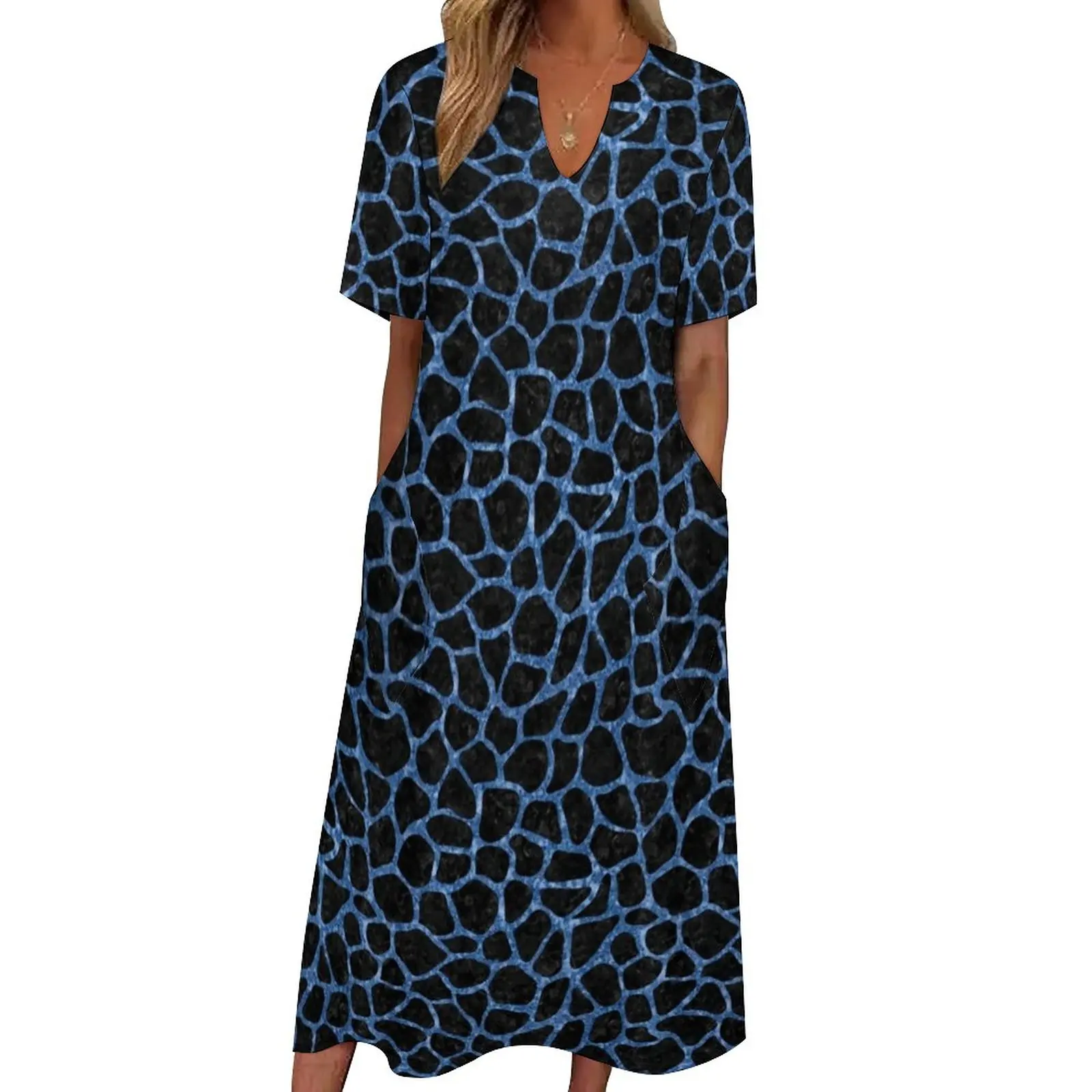 blue giraffe print dress Blue Giraffe Dress Suva Attire