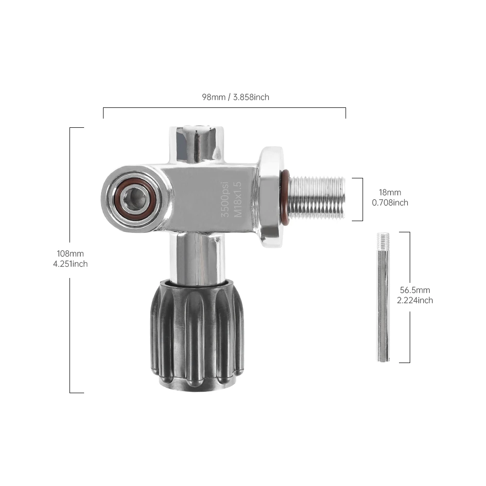DIDEEP 3500Psi Scuba Diving Tank Valve,High Pressure DIN/YOKE Valve,Diving Cylinder Valve M18*1.5 Thread,Diving Tank Accessories