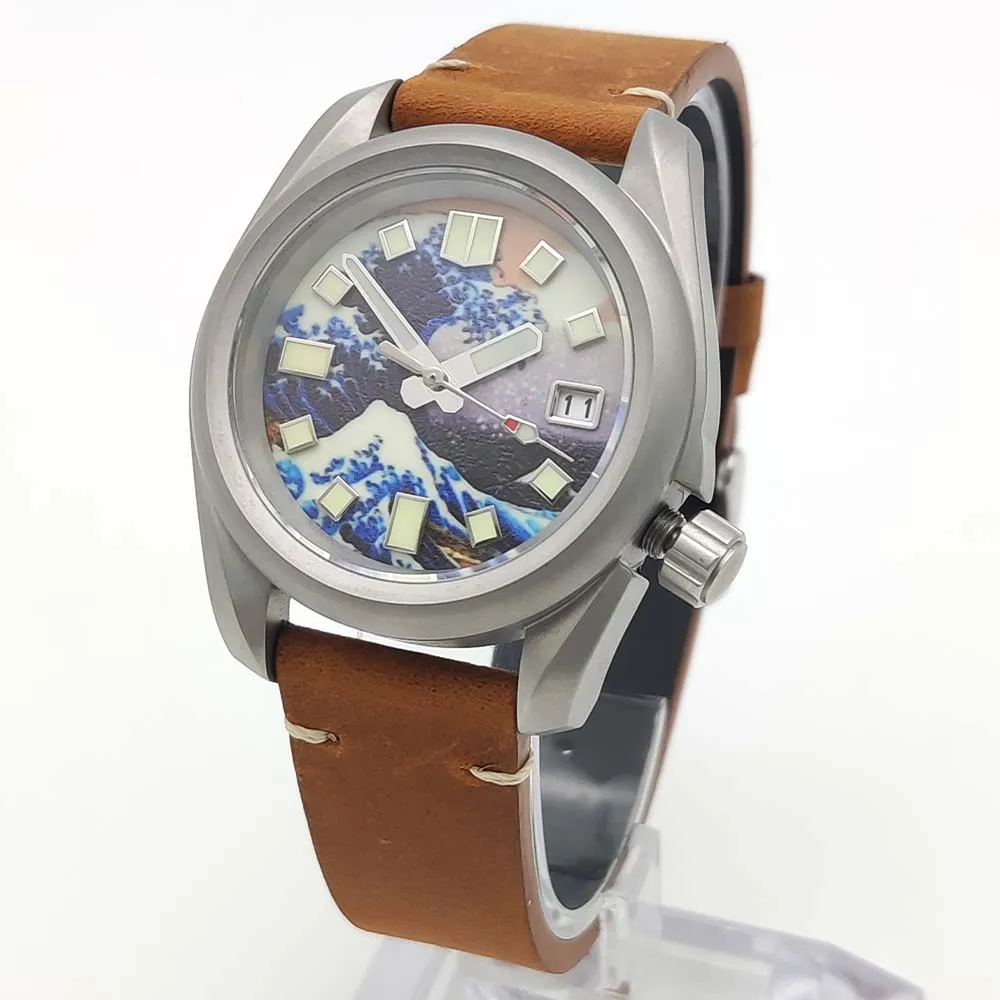 Reloj de hombre cepillado vintage de 40 mm con esfera totalmente luminosa por la noche con cristal de zafiro y movimiento NH35, reloj de pulsera para hombre