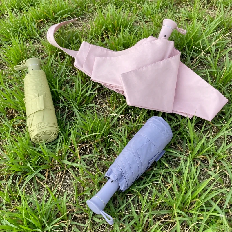 Retractable Handle Sun Umbrella Compact Portable Vinyl UV Protection Parasol for Men Women Travel Outdoor Daily Use 접이식 양산