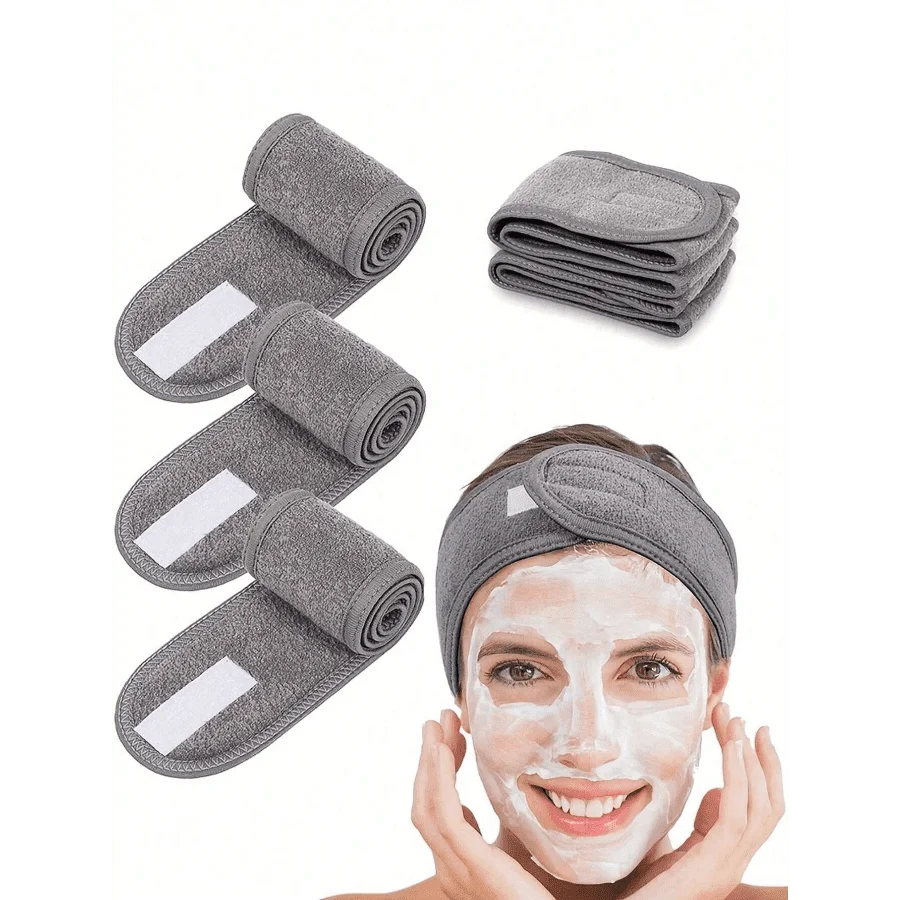 Adjustable headband, solid color anti-slip hair band, suitable for Spa face washing, skin care, makeup headband, adjustable wide hair band, yoga, spa, bath, shower, makeup, face washing, makeup, hair band, women's makeup accessories. Velvet cloud headband