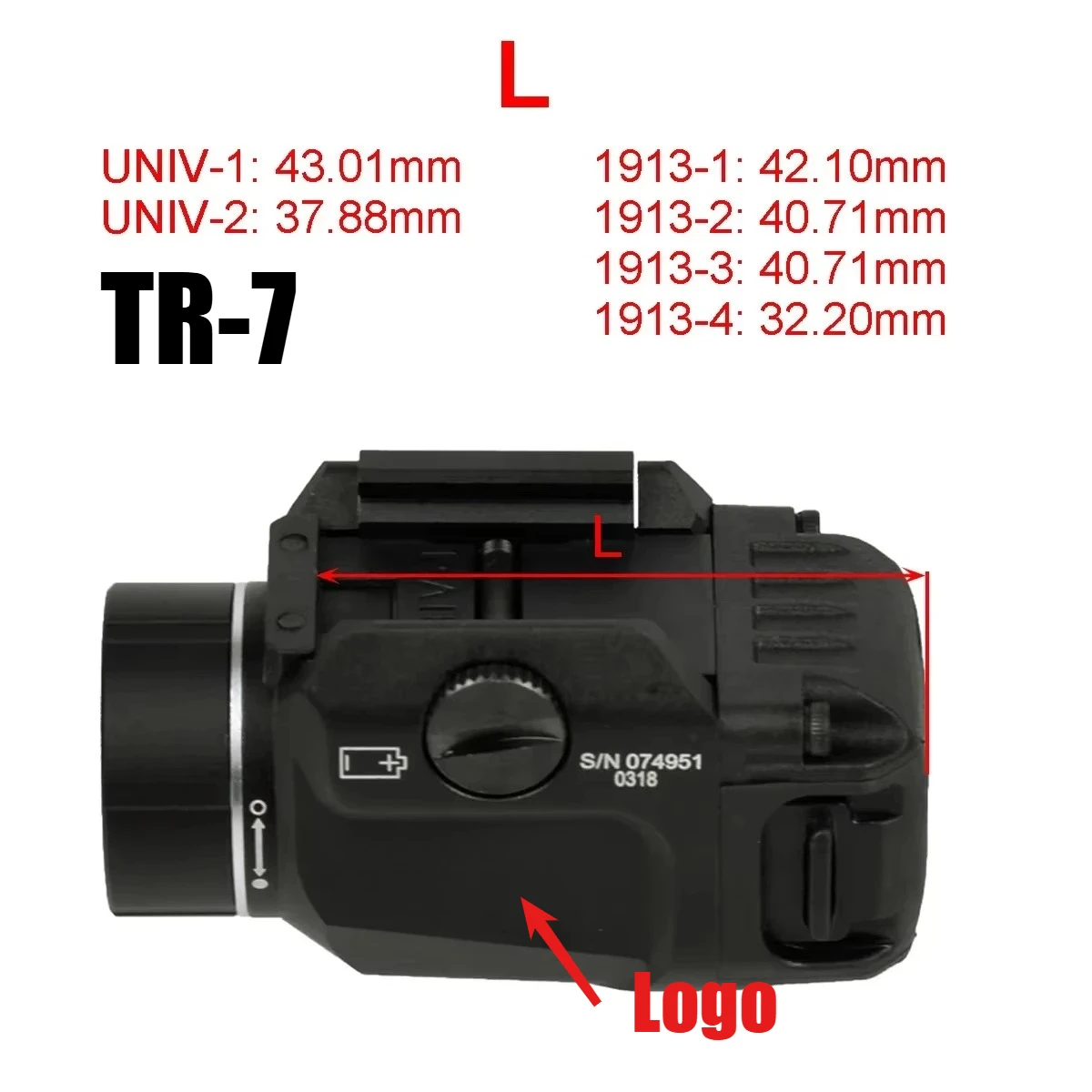 TR-1 TR-7 Linterna táctica 1000 lúmenes para raíl de 20mm Glock 17 - imagen 2