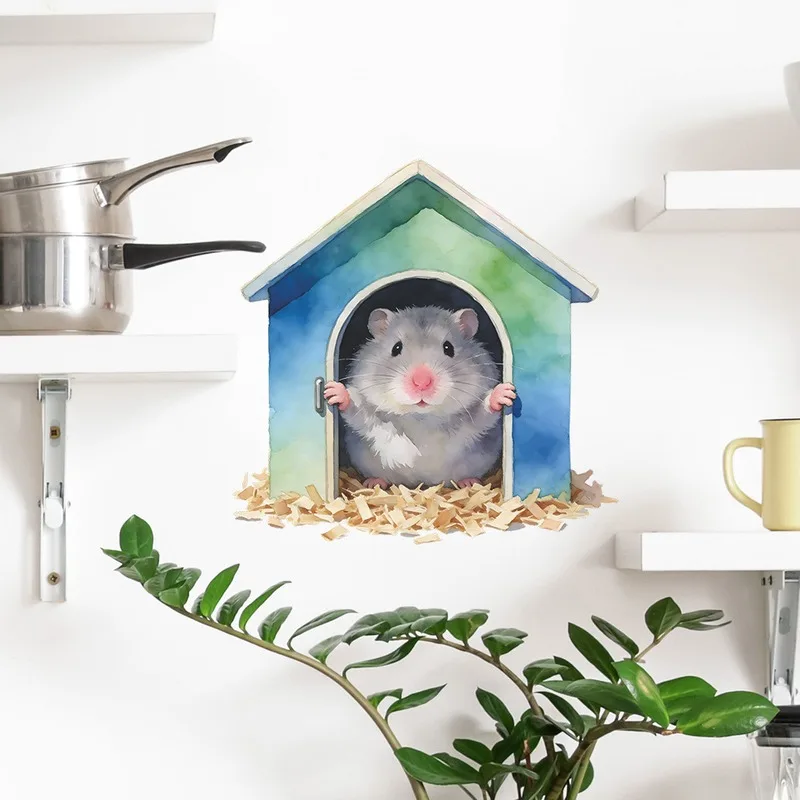 VIKAMA Realistic Mouse Baseboard Wall Sticker Xmas Cozy Self-Adhesive Decor for Living Room Bedroom Dorm