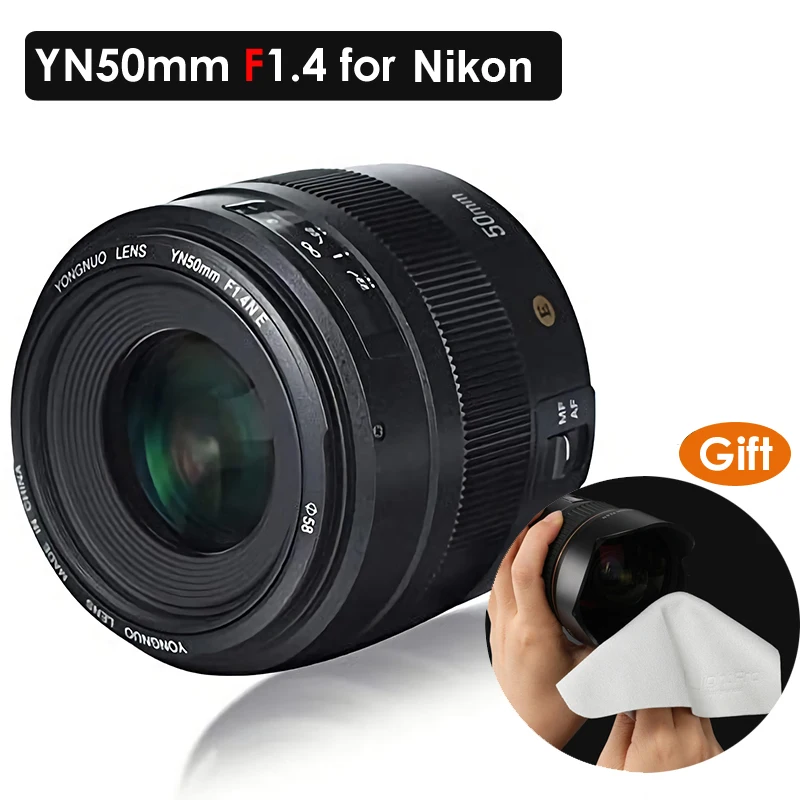 

YONGNUO YN50mm F1.4N E Large Aperture Standard Prime Lens Live View Focusing Auto Manual Focus for Nikon Cameras