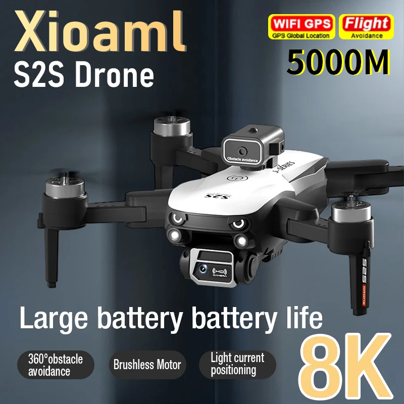 Original S2S 8K Drone Professional Obstacle Avoidance 4K DualHD Camera 5G Brushless Motor Foldable Quadcopter Gifts Toys 5000M