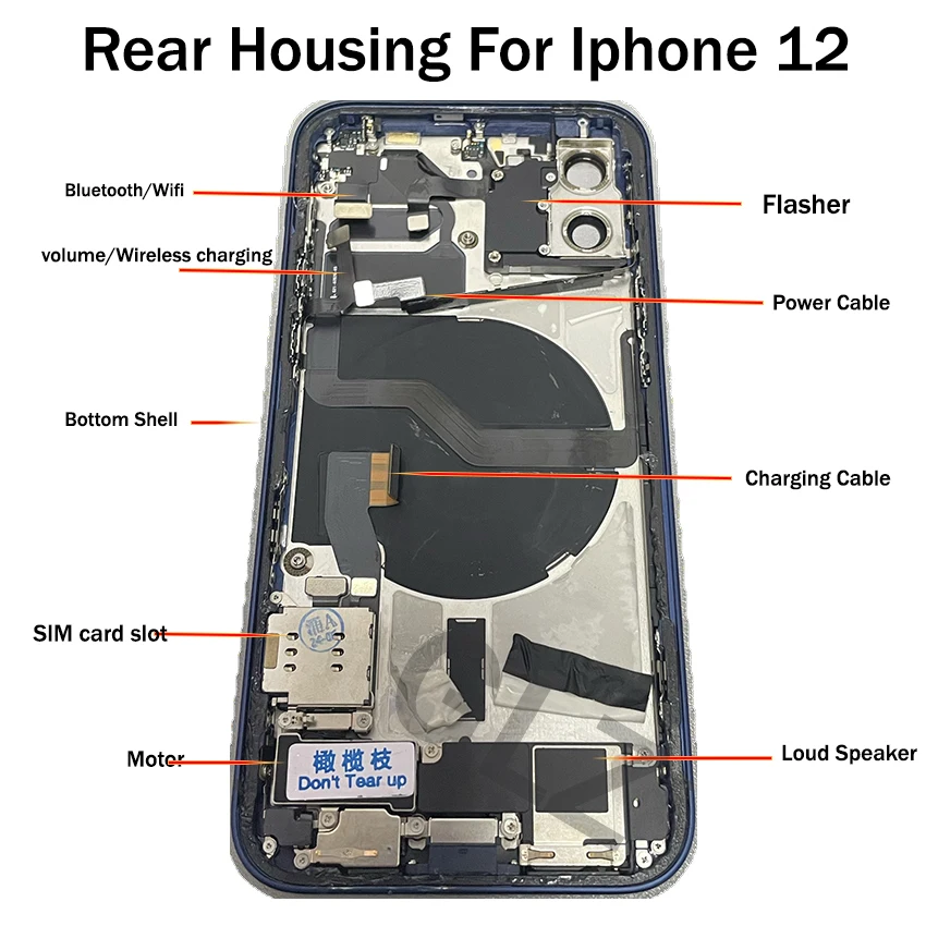 

A++ Ori Full Assembly Disassembled Middle Frame Housing Back Cover For iPhone 12 with Wireless Assembly Replacement