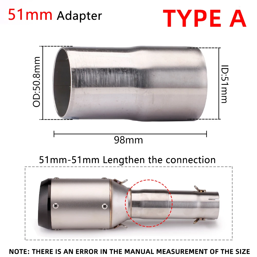 Universal Motorcycle Exhaust Adapter Escape 51mm 60mm to 51mm Pipe connection Reducer Muffler Stainless Steel