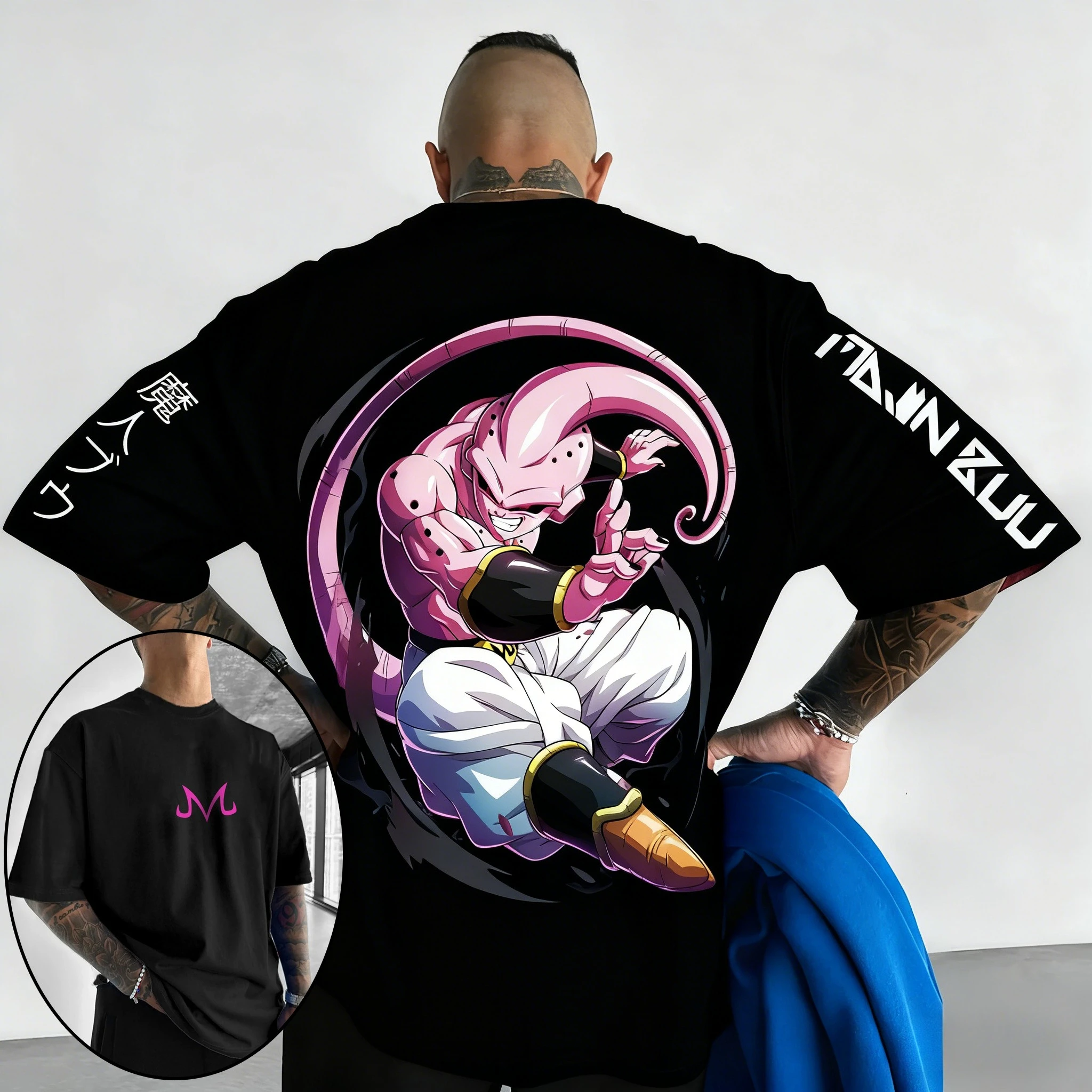 Camiseta con estampado de Anime japonés Dragon Ball para hombre Majin Buu, camiseta Harajuku de manga corta para niños, camiseta de Goku, ropa de verano