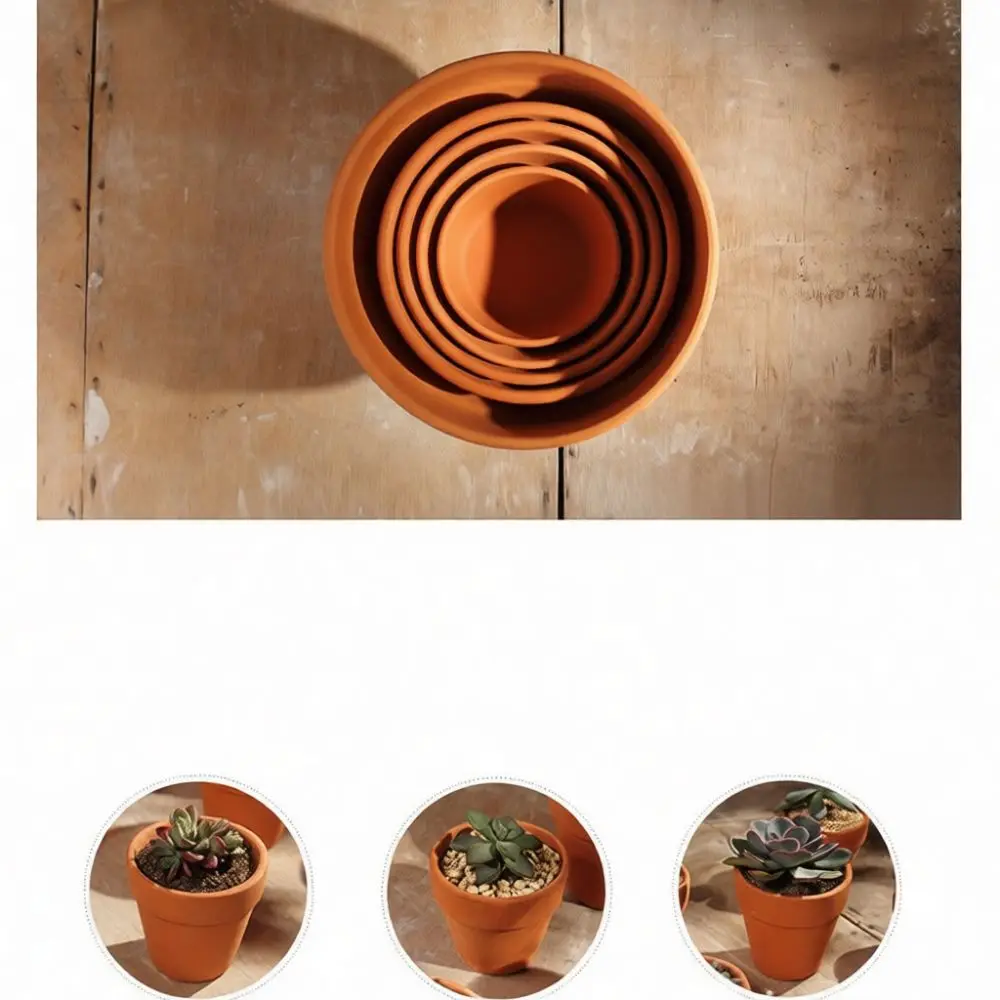 Breathable Terracotta Succulent Pot Small Ceramic Flower Container Natural Clay Round Planter For Indoor Garden Desk Decor