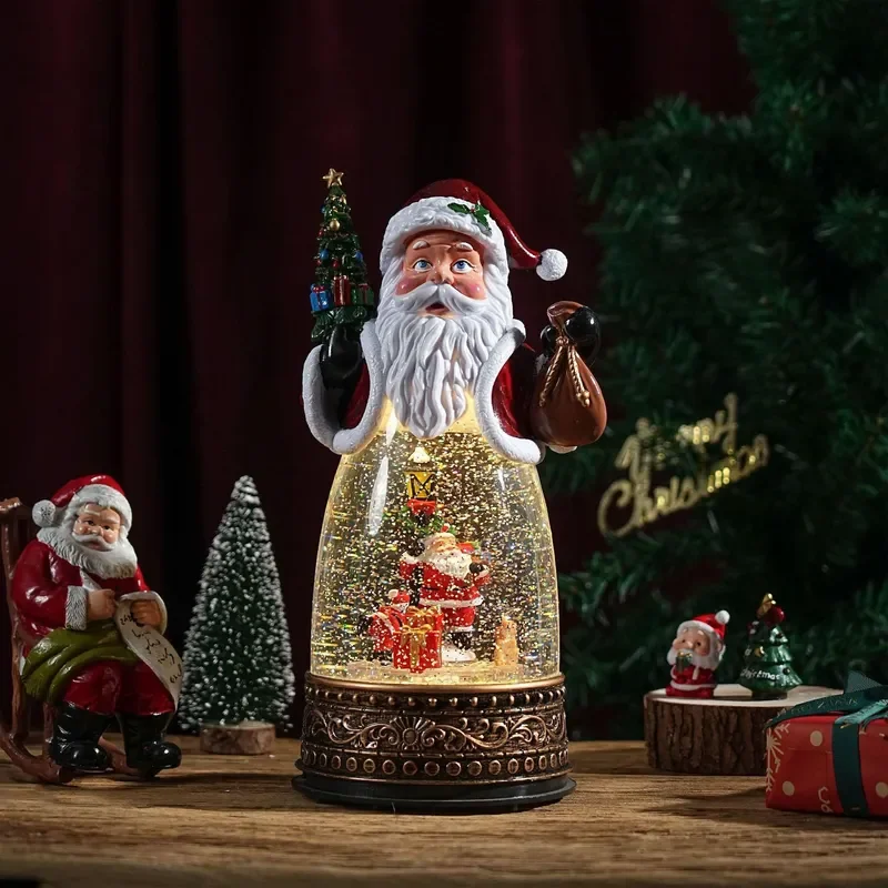 Festive Christmas Santa Claus Snowman Tabletop Decoration Mini Snow Tree Ornament Holiday Scene Craft Gift for Home Party