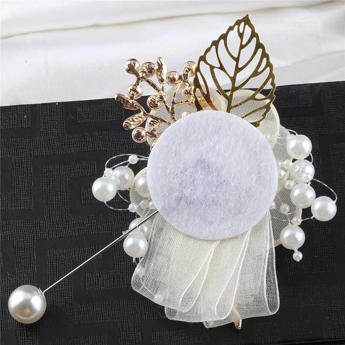 Artifical Rose Flowers Pearl Beaded Wrist Flower Ivory Flowers Bridesmaid Mensuit Marriage Wedding Accessories image 6