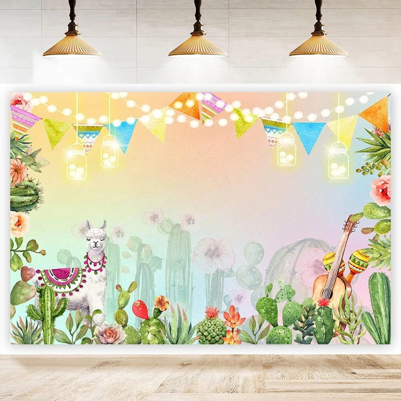خلفية تصوير لحفلات الصبار وحفلات الزفاف وعيد الميلاد وحفلات الصحراء والصبار والألوان المائية والزهور المكسيكية وخلفية عيد الميلاد
