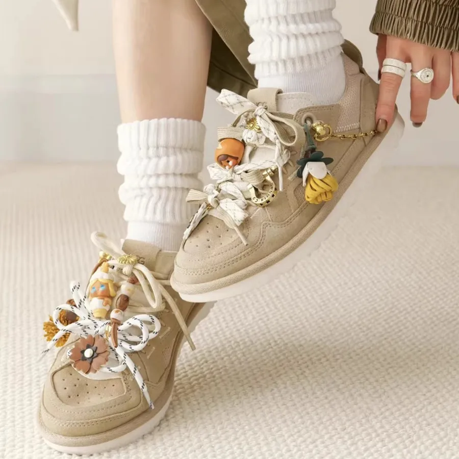 Windmill Tassel Flower Shoelaces Flower Maillard Shoe Buckles Accessories Fit For Sports DE Training Shoes Casual Board Shoes