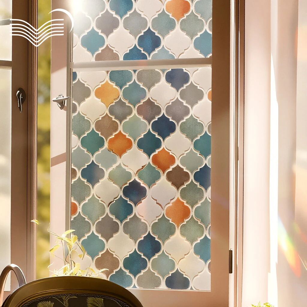 Vintage Mosaic Tile Static Cling Window Sticker Classic Glass Door&Window Film PVC Privacy Decal For Bathrrom Toilet Glass
