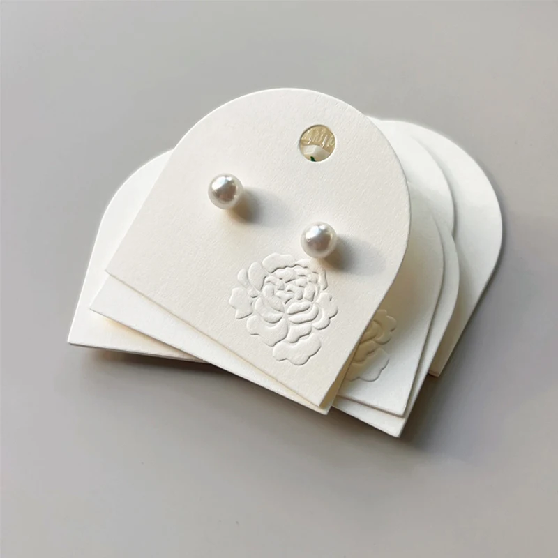 Earring Display Card Customized Nail Art Card Necklace Card DIY Jewelry Holder Debossed Embossed Label Packaging With Gold Logo
