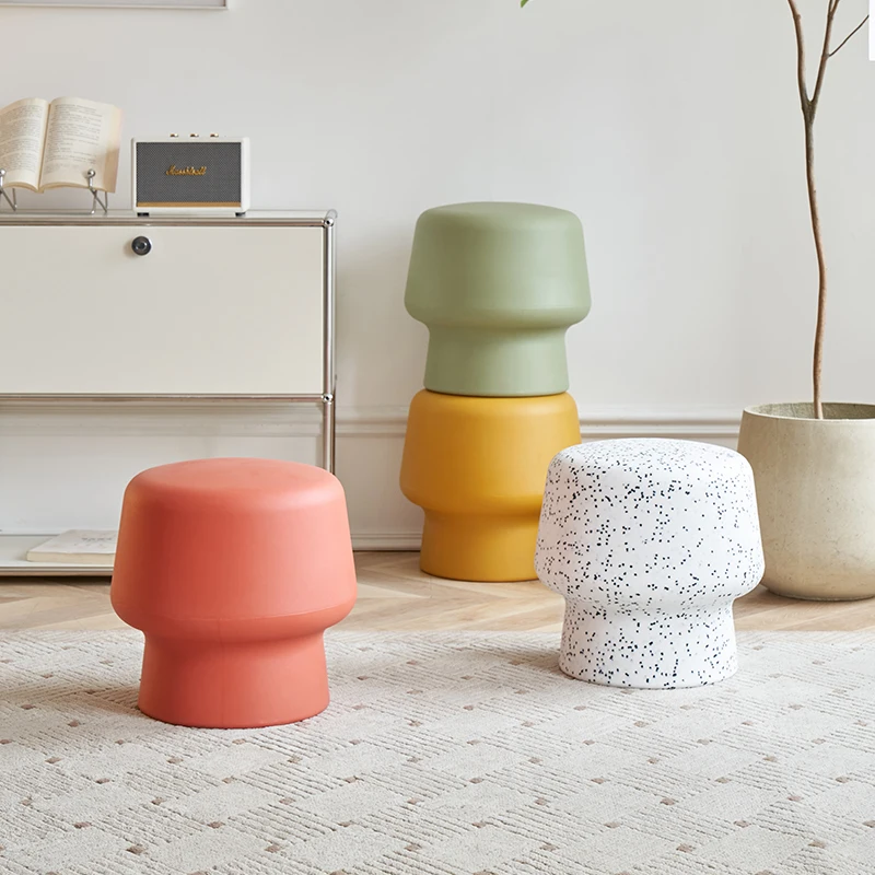 

Nordic Simple Coffee Table Side Stool Small Household Modern Balcony Round Stools Durable Thick Ottomans Living Room Furniture