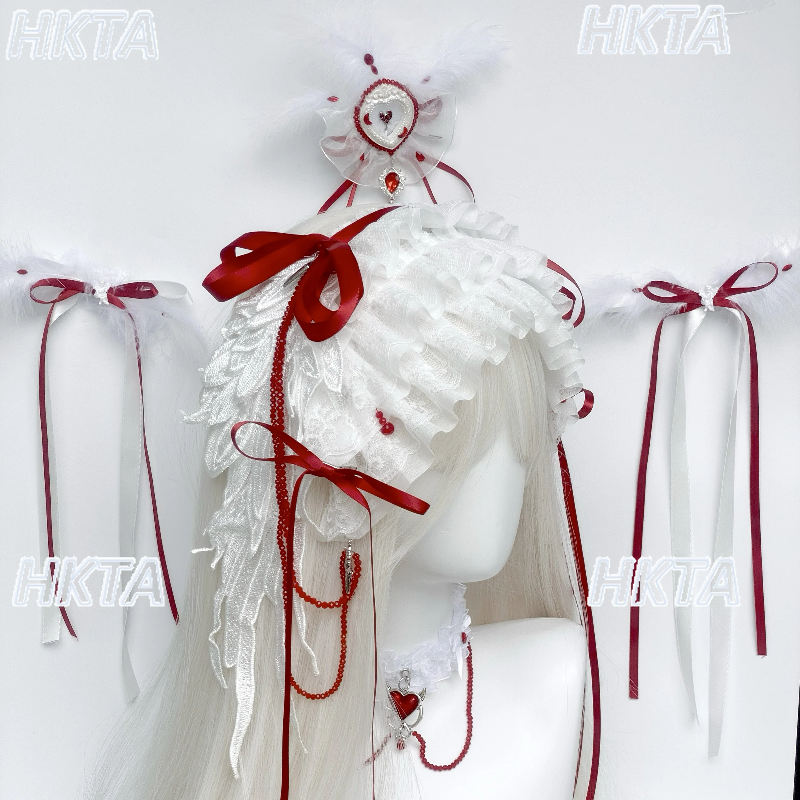 

Gothic Elegant Sweet Lolita Small Thing Headband Edge Clips Hair Accessories Women Lace Bow Tie Headgear Hair Clips for Female