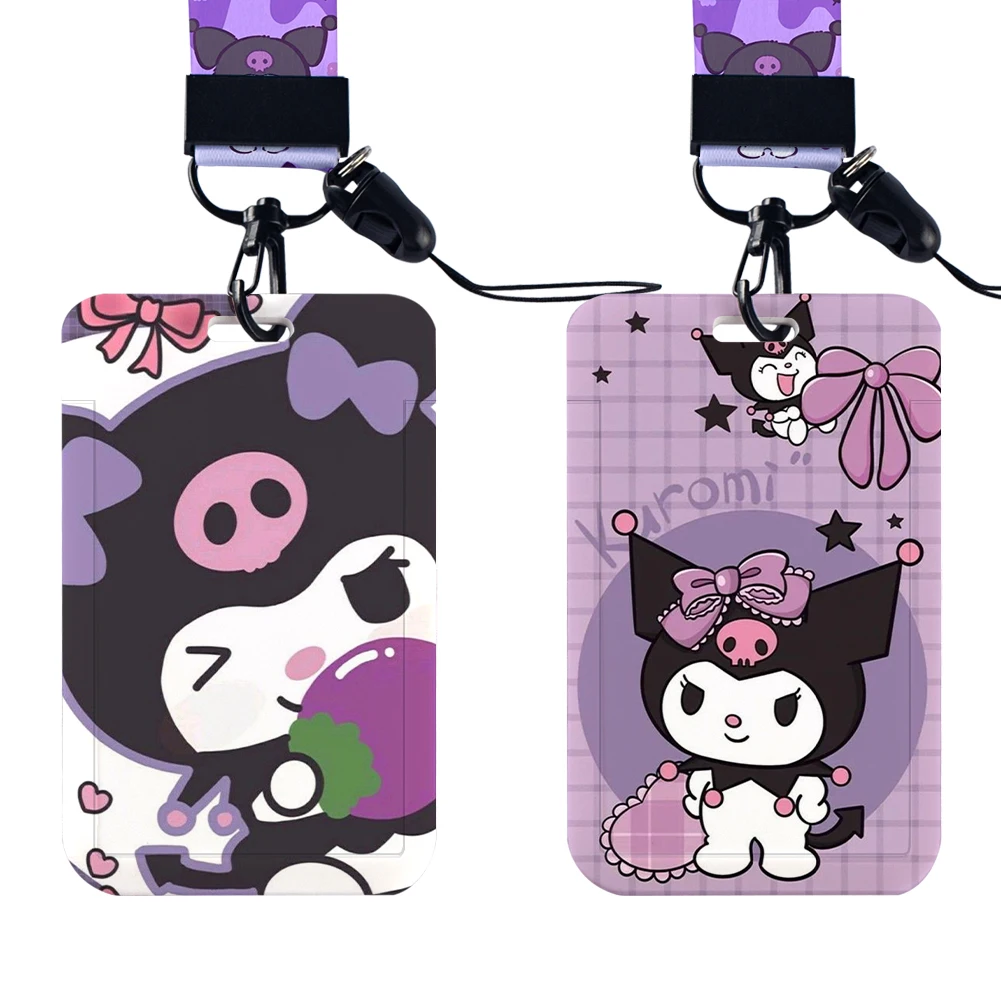 

Hot Designs Sanrio Kuromi Japan Neck Strap Polyester Stationery ID Card Holder Lanyard Keychain ID Badge Holder