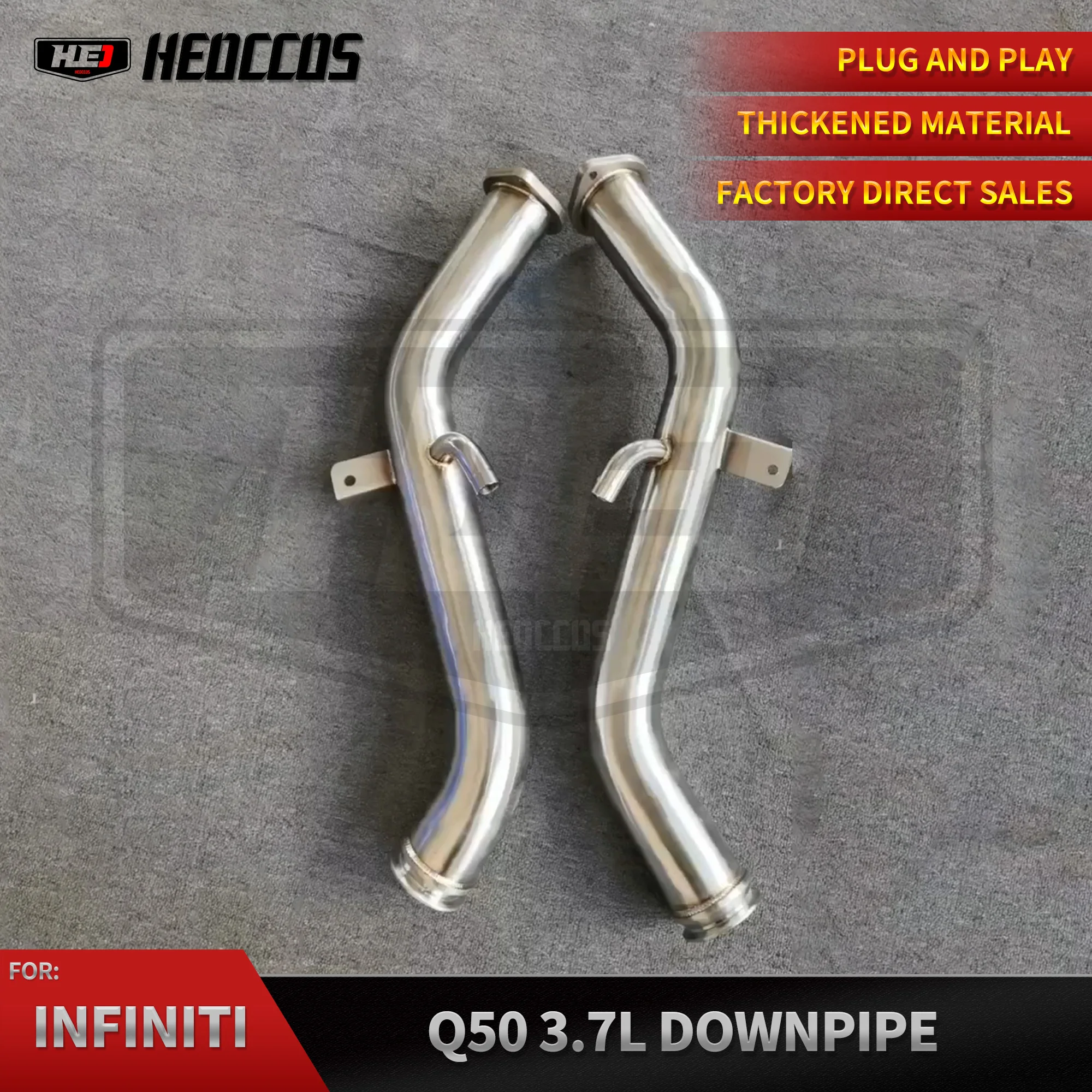 

HEO High Flow Downpipe For Infiniti Q50 Q60 V6 3.0 2016-2019 Stainless Steel Downpipe Straight High Flow