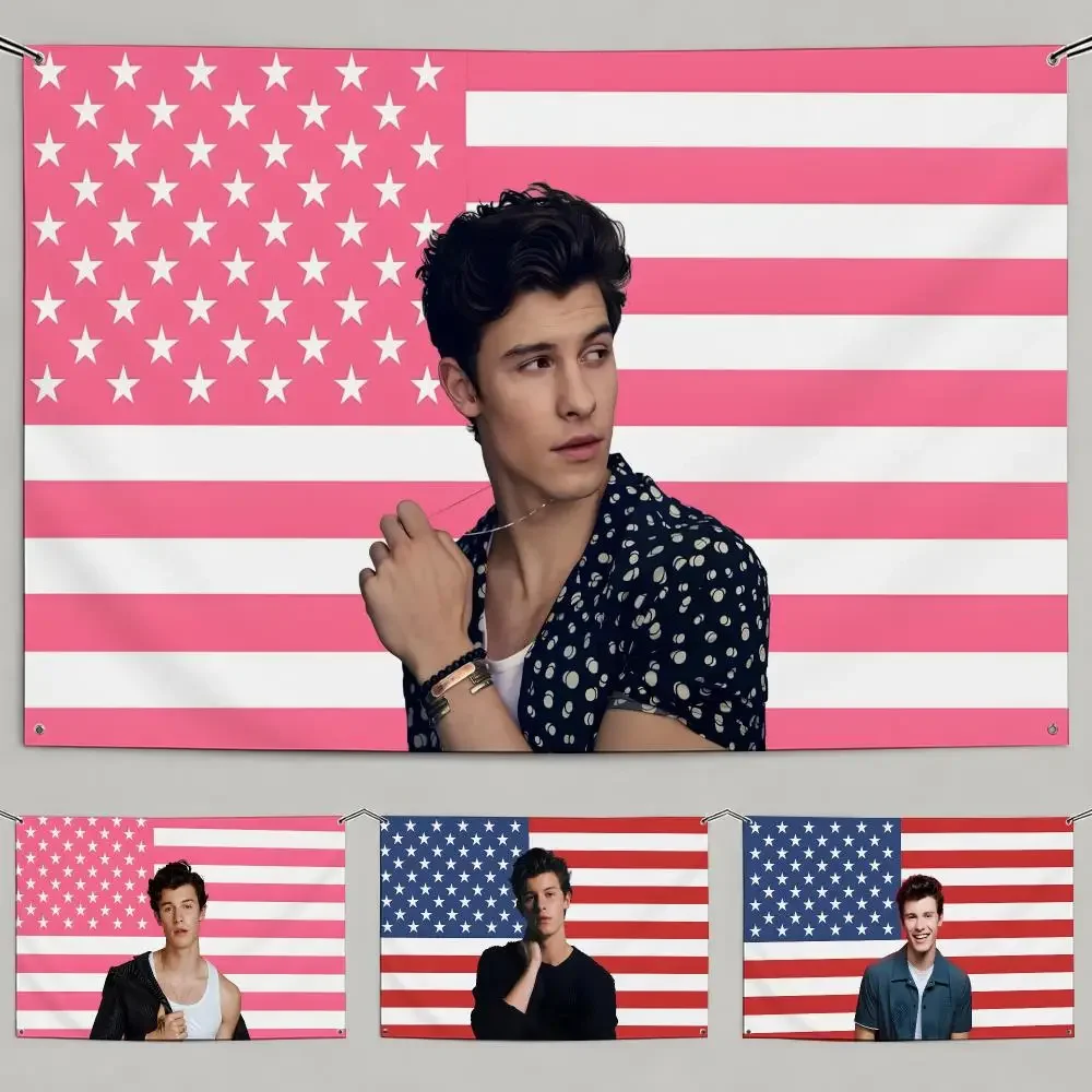 Singer Shawn Mendes Flags Flags Minimalist Fabric   Outdoor Garden Banner Hanging Sign for Shop Home Decor