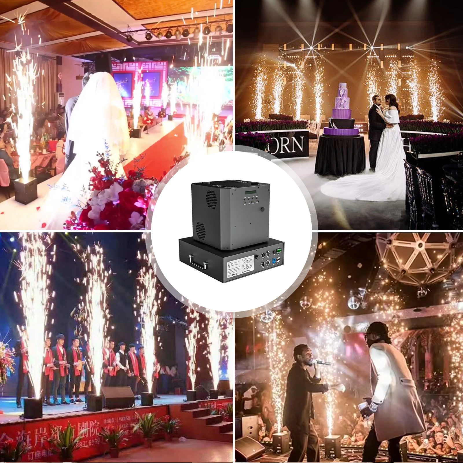 New High-Power Dual Head Fireworks Machine Stage DJ DMX Cold Flame Spark Machine Wedding Concert Large-Scale Event Spark Effect