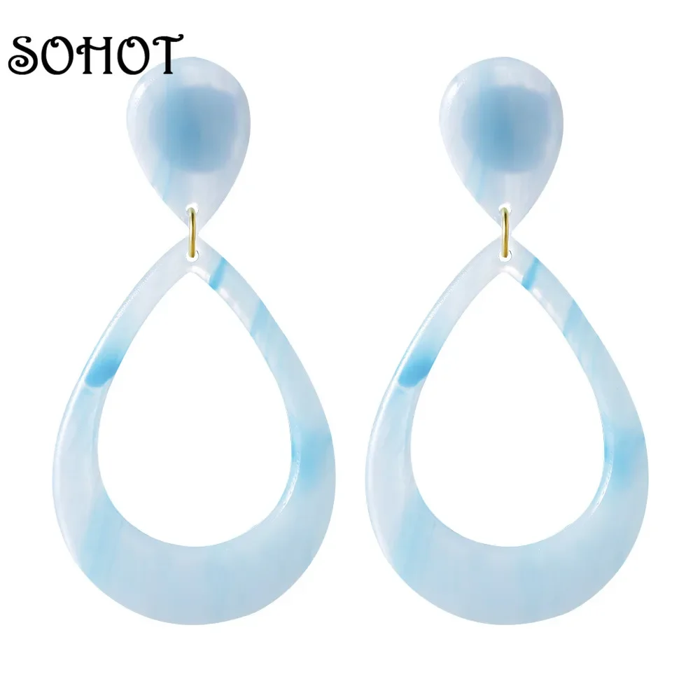 Classic Hollow Water Dangle Acrylic Women Drop Earrings Noble Charming Acetic Acid Tortoiseshell Jewelry For Lady Gift