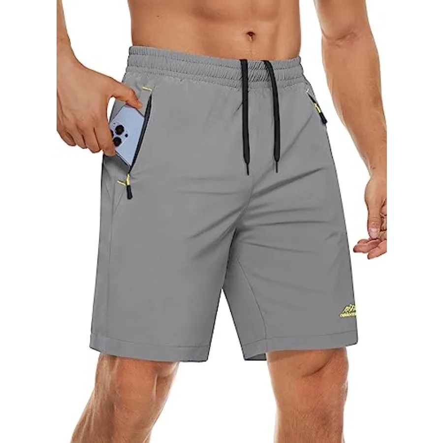 

Men's Workout Gym 9" Shorts Quick Dry Lightweight Summer Casual Athletic Hiking Shorts for Men with 3 Pockets