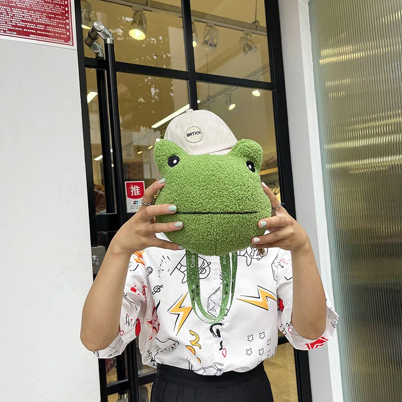 Cute Frog Plush Bag Toys Stuffed Animals Doll CrossBody Shoulder Bag Backpack Coin Purse Wallet Pouch Children Girls Boys Gift