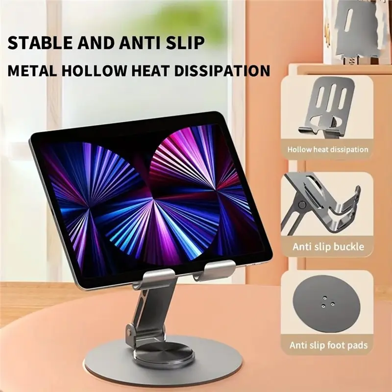 A41Z-720 Rotate Aluminum Alloy Portable Tablet Holder Adjustable Flexible Folding Lazy Desktop Live Mobile Phone Stand Mount