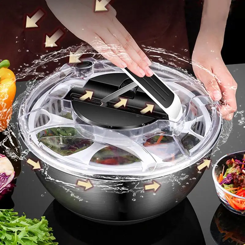 

Salad Spinner Dehydrator Double Layer Rotating Vegetable Dehydrator Stainless Steel Fruit Drain Dryer Basket Kitchen Gadgets