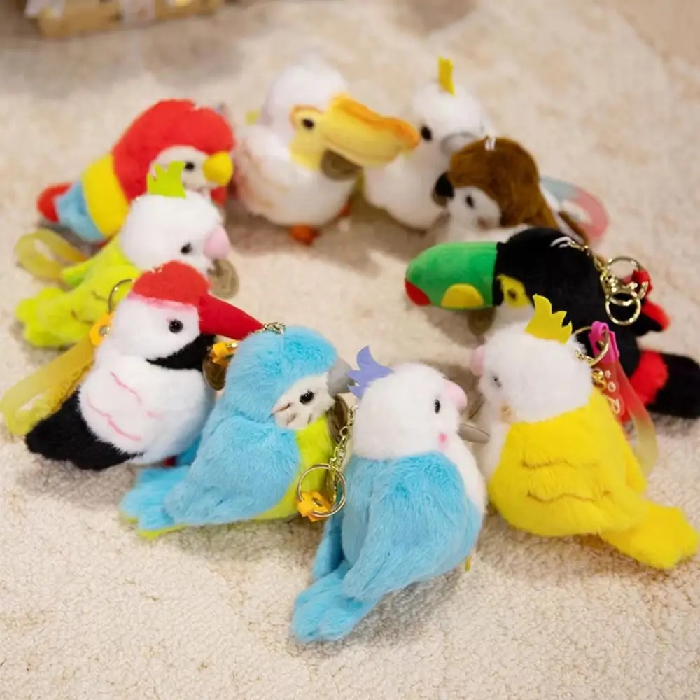 Simulation Parrot Plush Pendant Bag Pendant Plush Animal Birds Snap Wristband Cartoon Kawaii Standing Shoulder Animals Kids Toy