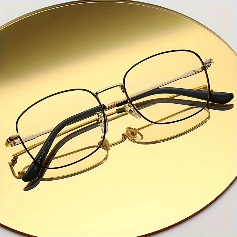 

1 pair of new INS style metal eyeglass frames, fashion eyeglasses for men and women, automatic color change, anti-blue light