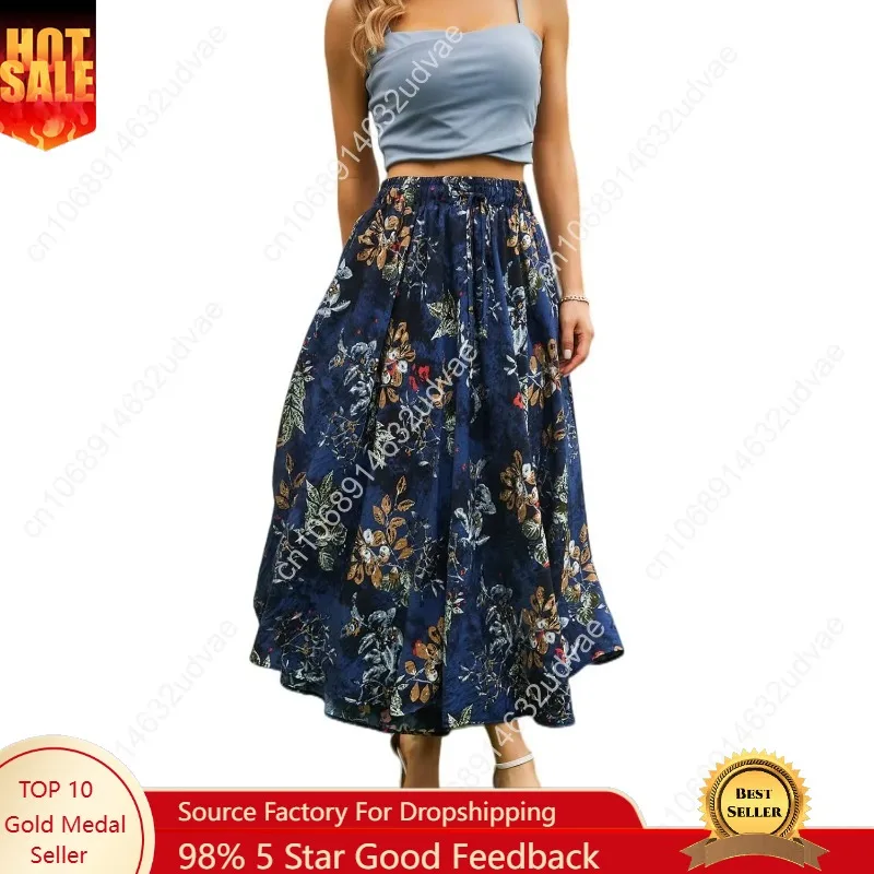 

Maxi Skirts for Women with Pockets Long Midi Length Casual Skirt for Beach Party Holiday