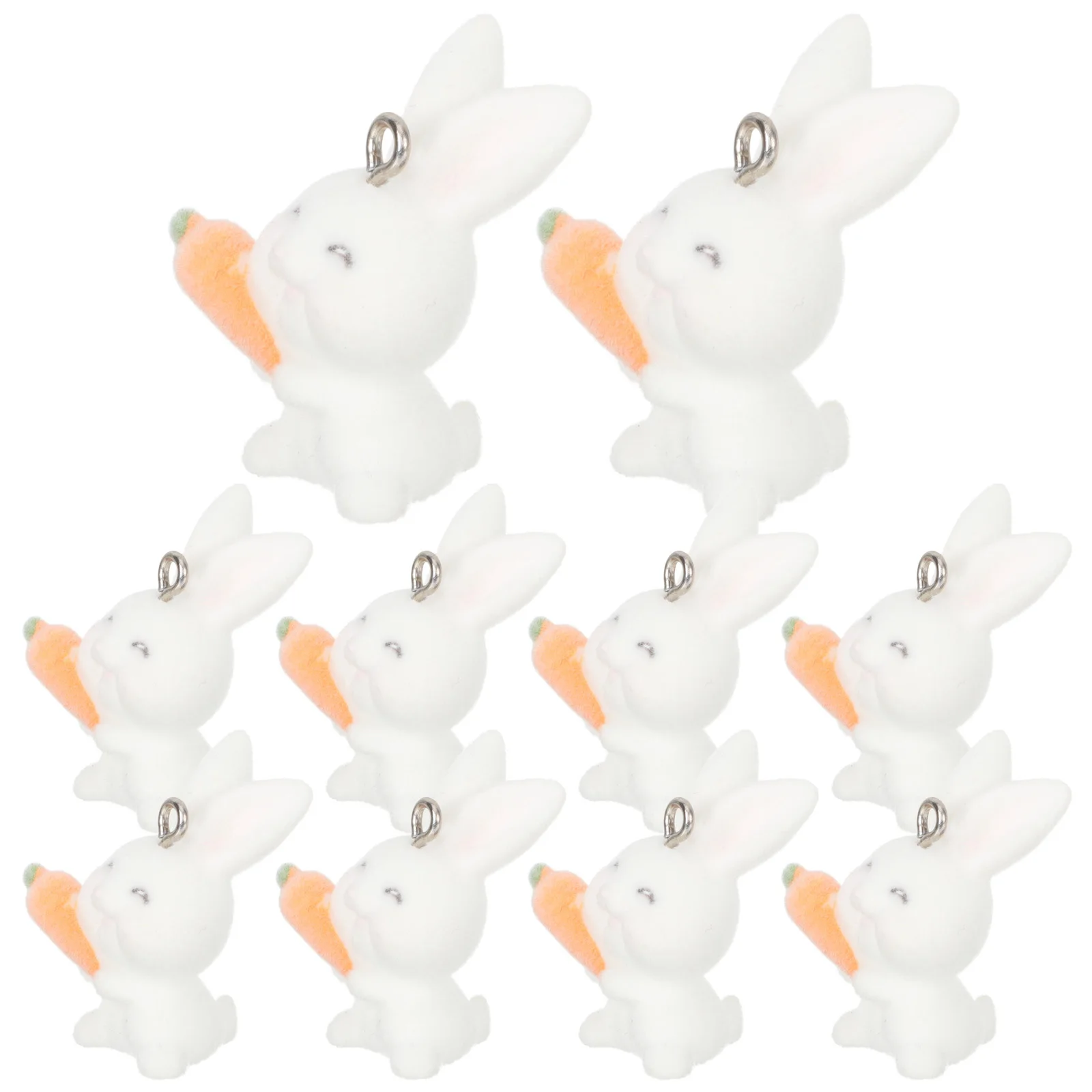 

10Pcs Cute Rabbit Design Pendants Flocking Charms for Necklace Bracelet Earrings Jewelry Making Supplies DIY Projects