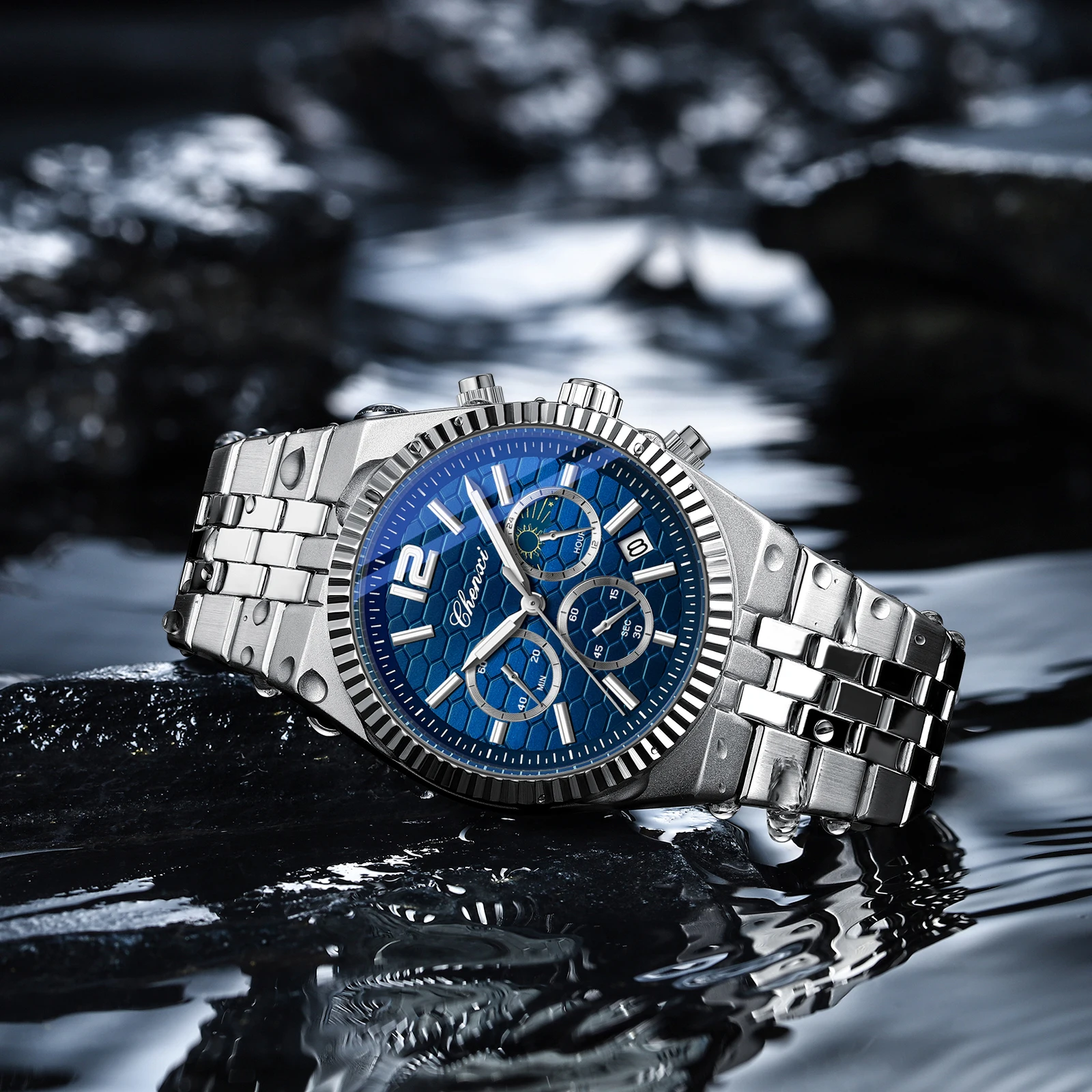 

CHENXI 980, классические кварцевые часы для мужчин, многофункциональный хронограф, календарь, светящиеся водонепроницаемые мужские наручные часы, reloj hombre