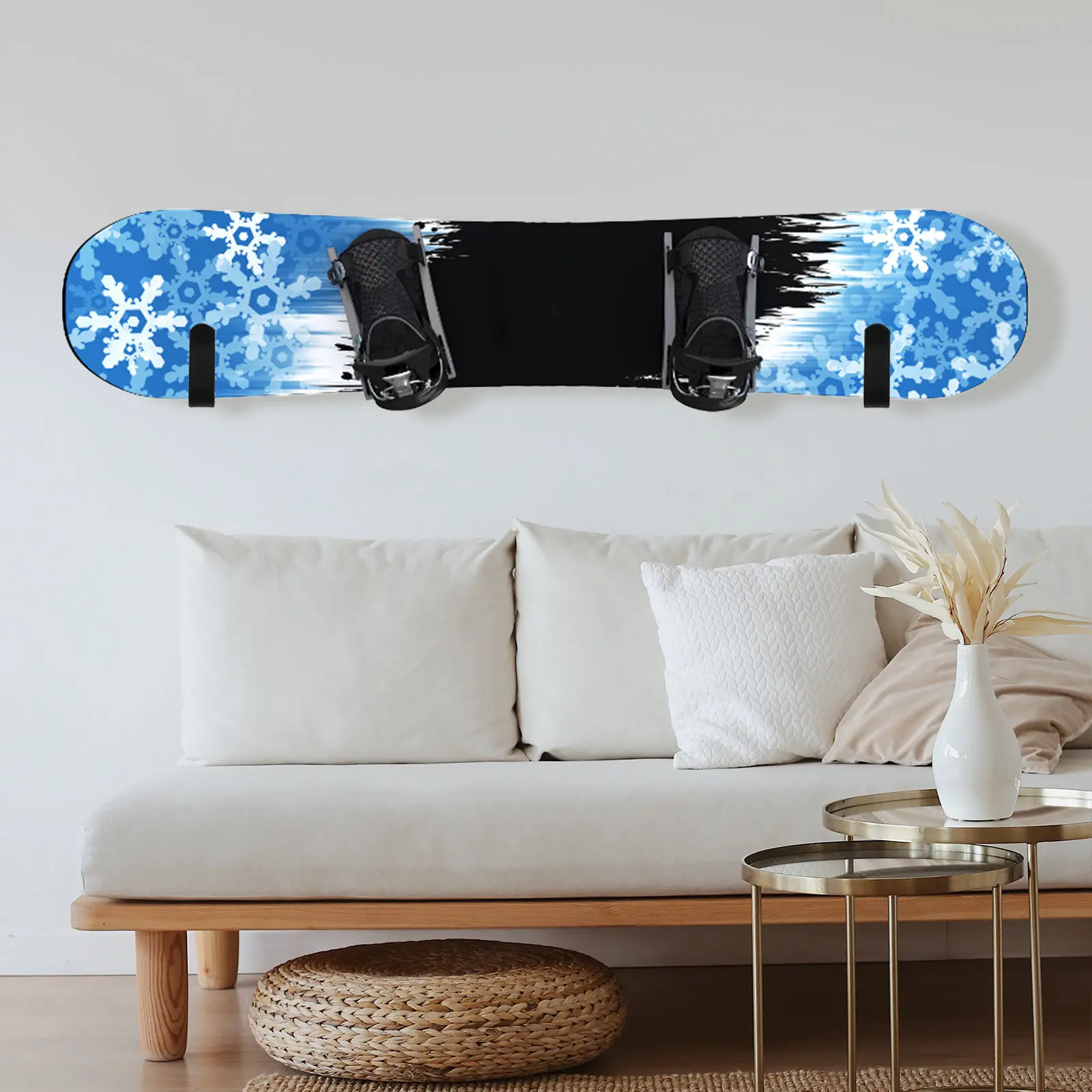 

1Set Wall Mount Coat Hooks for Ski Boards Surfboards Skateboards Heavy Duty Space Saving Modern Style Easy Install with Hardware