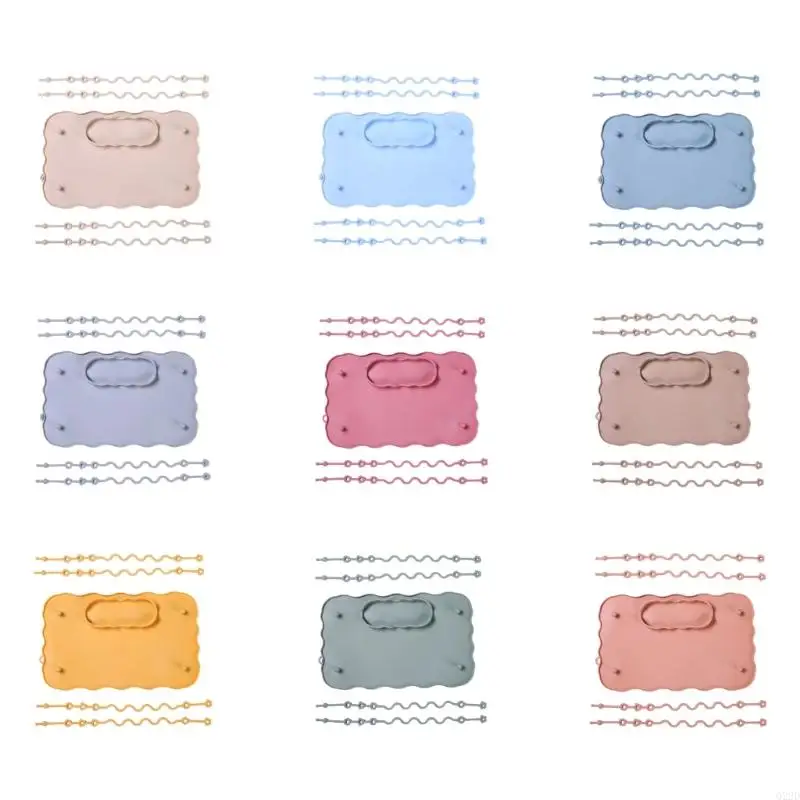 

Q22D Reusable Dinner Placemat with Strap Anti Slip Mat Kids Placemats Baby Feeding Plate Silicone Tablemats