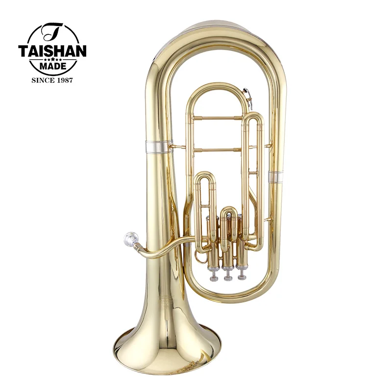 Tenor Horn BB Gold Lacquer Brass Material 7C Mouthpiece Professional Level 3-Piston Valve Wind Instrument For Orchestra Band