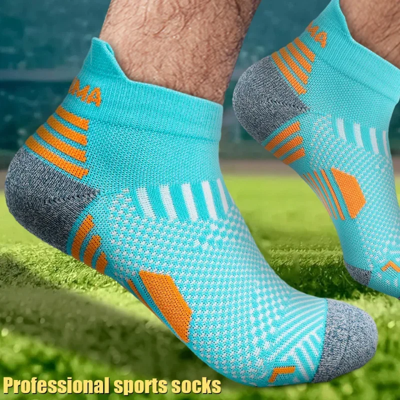 5/1Pairs Thickened Towel Bottom Running Socks Cotton Boat Socks Non-slip Deodorant Breathable Marathon Professional Sports Sock
