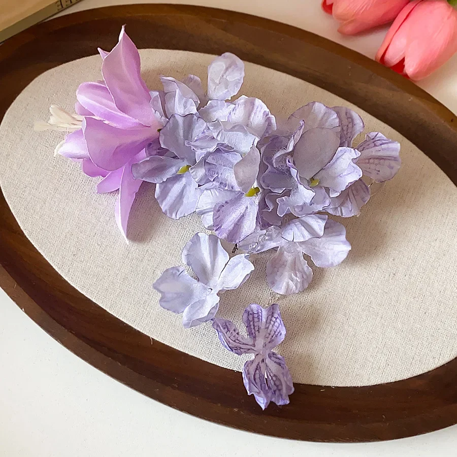 Vielseitige Romantische Künstliche Blumen-Haarspangen für Frauen, Frische Süße Blumencluster-Quasten-Haarklammern für Urlaub, Reisen und Fotoshootings M – Detail 11