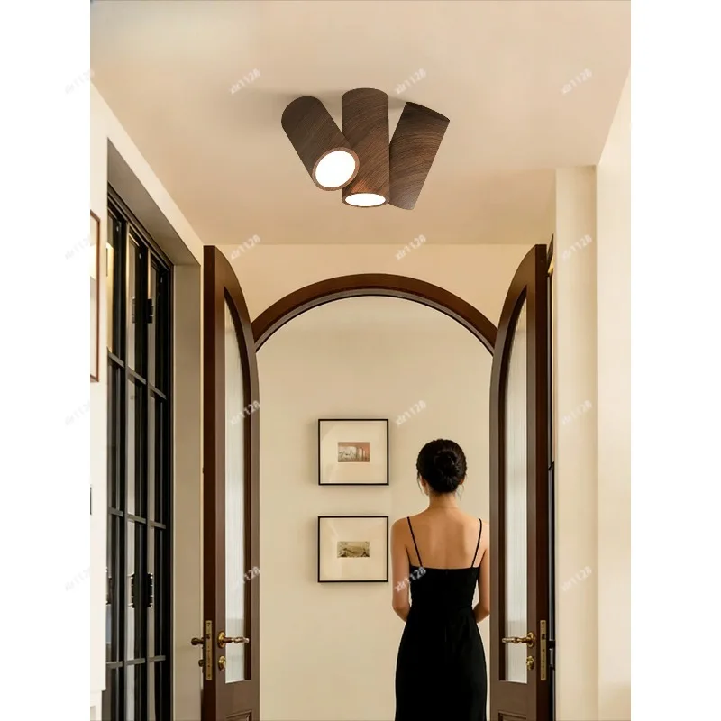 Retro Walnut Color Gallery Light Household Surface Mounted Indoor Ambient Lighting