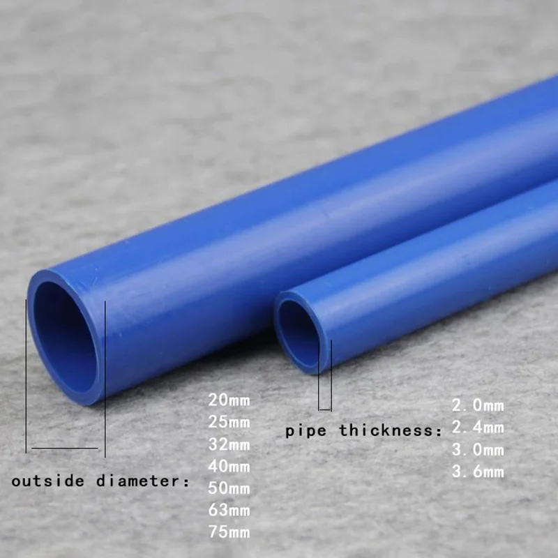 BLUE PVC Pipe OD 20mm 25mm 32mm 40mm 50mm 63mm Agriculture Garden Irrigation Tube Fish Tank Water Pipe 50cm 1 Pcs