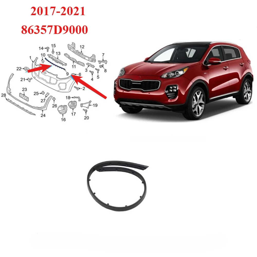 

1 Piece Front Bumper Hood Seal Strip Sight Shield Rubber Trim for Kia 2017-2021 Sportage Front Bumper Seal 86357D9000