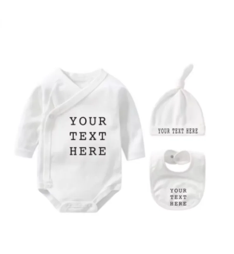 Personalised Newborn Gift Set Baby Keepsake Luxury Gift Set Custom Name Baby Clothing Outfit with Hat + Bib Sleepsuit Bodysuit