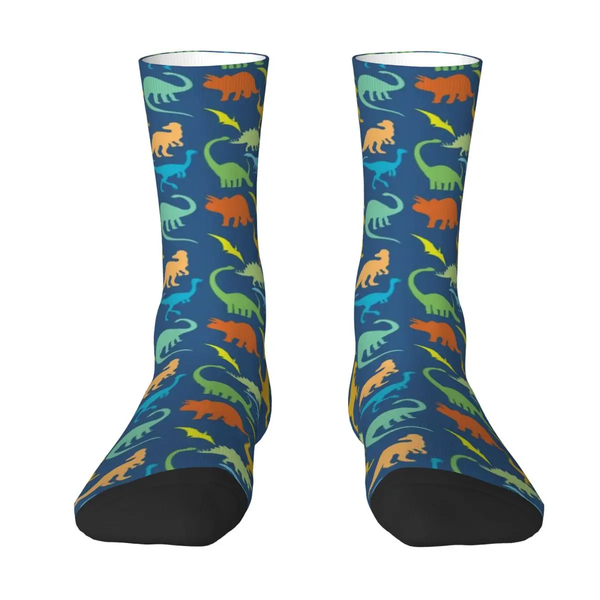 Colorful Dinosaurs Socks Dinosaur Silhouette Funny Stockings Spring Non Slip Women Men Socks Comfortable Skateboard Socks